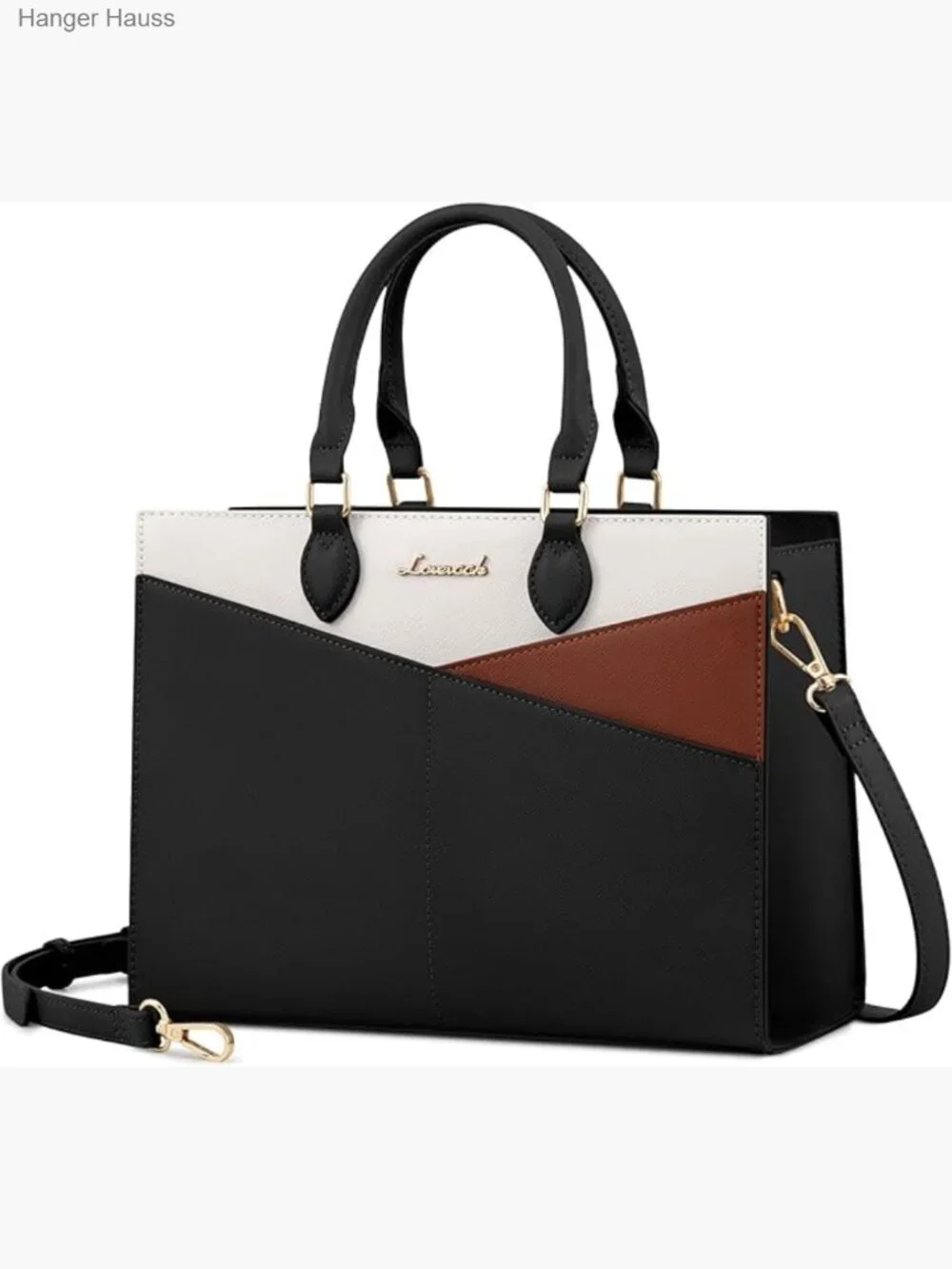 Pu Leather Satchel Handbag Tote Shoulder Crossbody Zipper Closure 6 Pockets